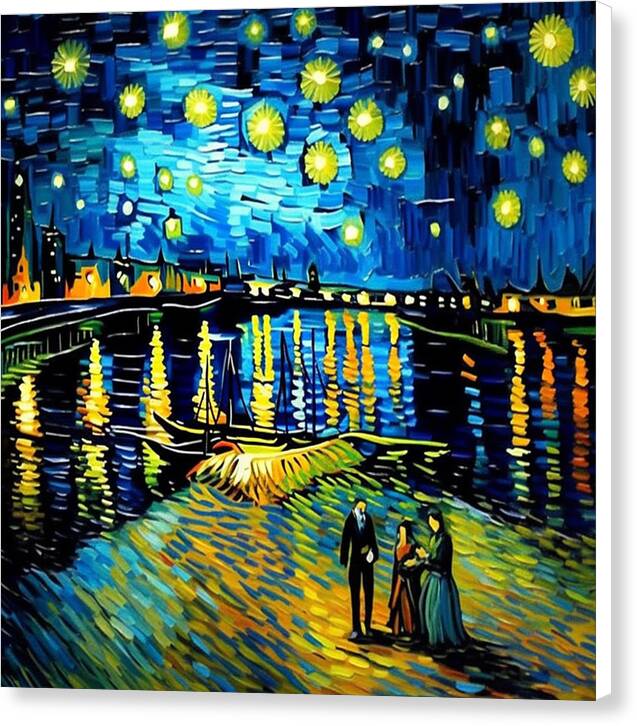 Lakeside Echoes of Starry Skies - Canvas Print
