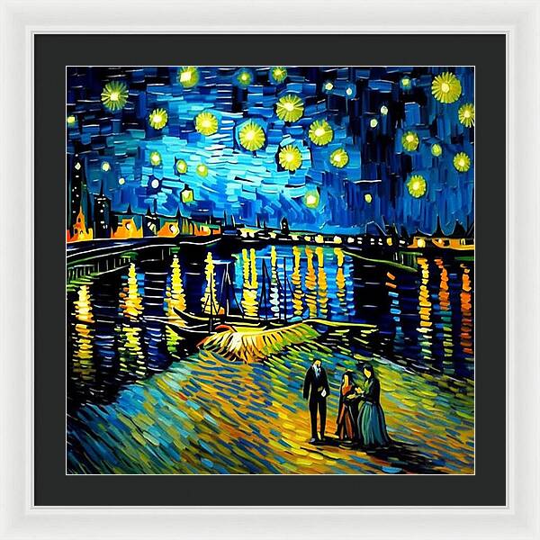 Lakeside Echoes of Starry Skies - Framed Print