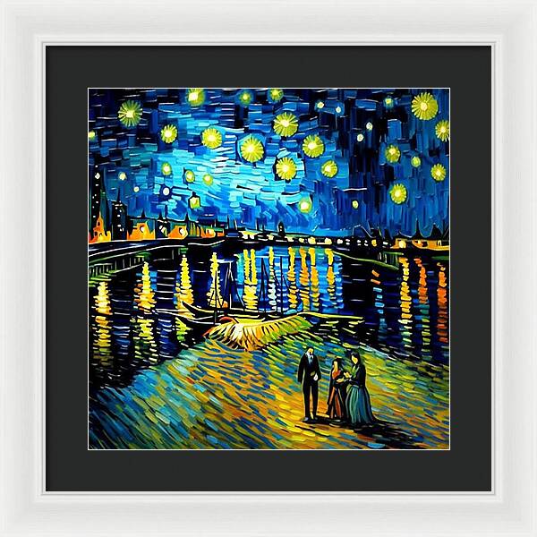 Lakeside Echoes of Starry Skies - Framed Print