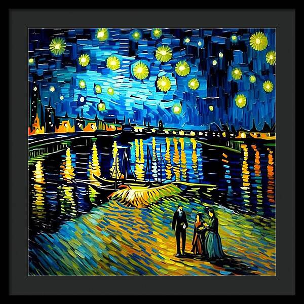 Lakeside Echoes of Starry Skies - Framed Print