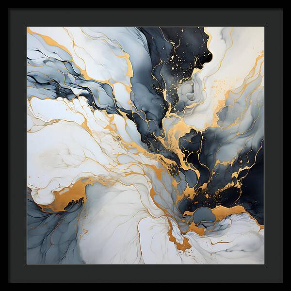 Marbleized Gold Rush - Framed Print