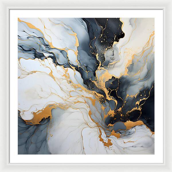 Marbleized Gold Rush - Framed Print