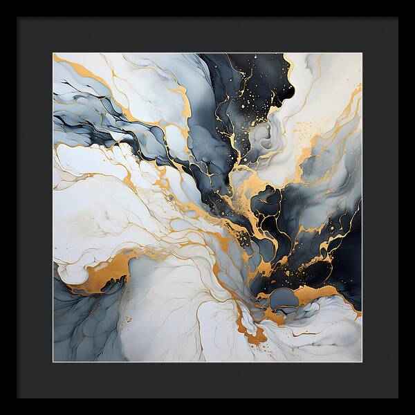 Marbleized Gold Rush - Framed Print