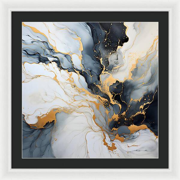 Marbleized Gold Rush - Framed Print