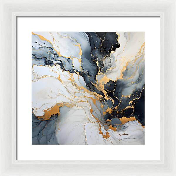 Marbleized Gold Rush - Framed Print