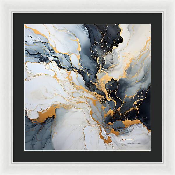 Marbleized Gold Rush - Framed Print