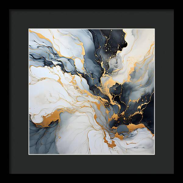 Marbleized Gold Rush - Framed Print