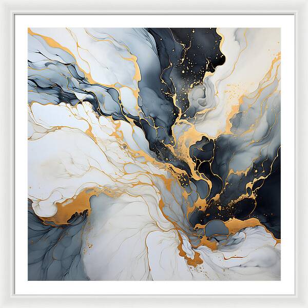 Marbleized Gold Rush - Framed Print
