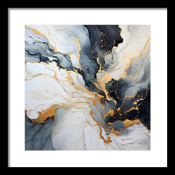 Marbleized Gold Rush - Framed Print