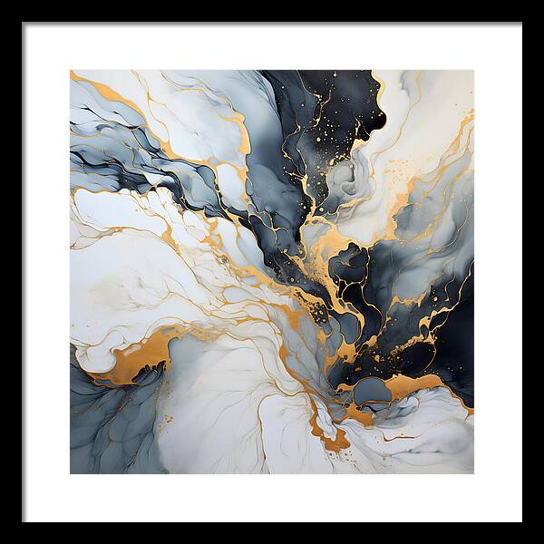 Marbleized Gold Rush - Framed Print