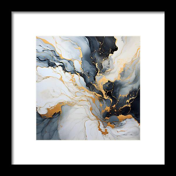Marbleized Gold Rush - Framed Print