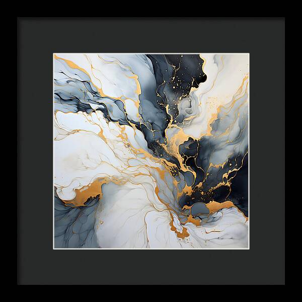 Marbleized Gold Rush - Framed Print