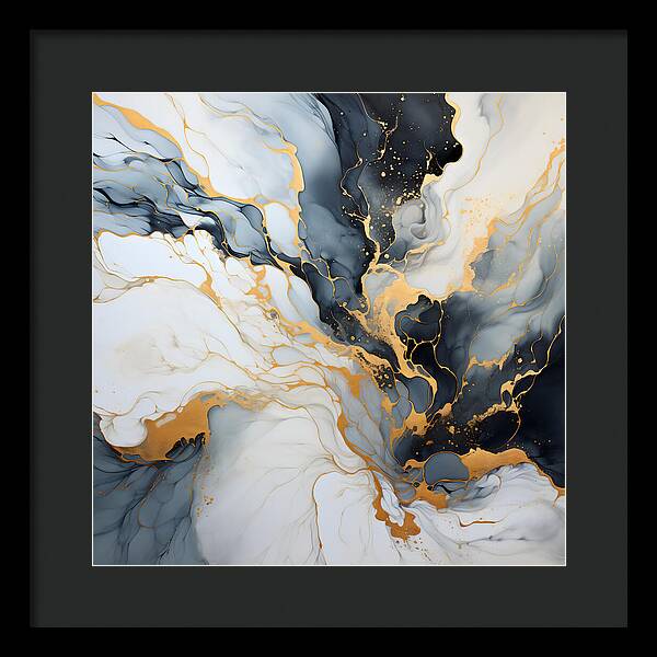 Marbleized Gold Rush - Framed Print