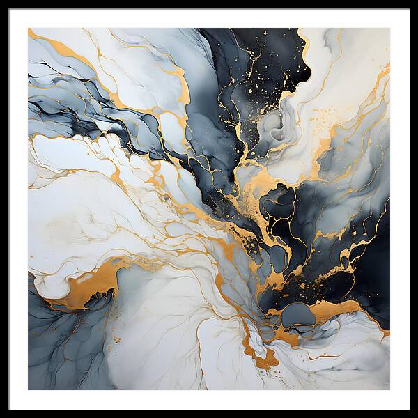 Marbleized Gold Rush - Framed Print