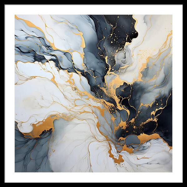 Marbleized Gold Rush - Framed Print