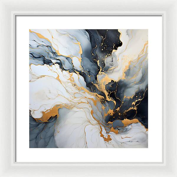 Marbleized Gold Rush - Framed Print