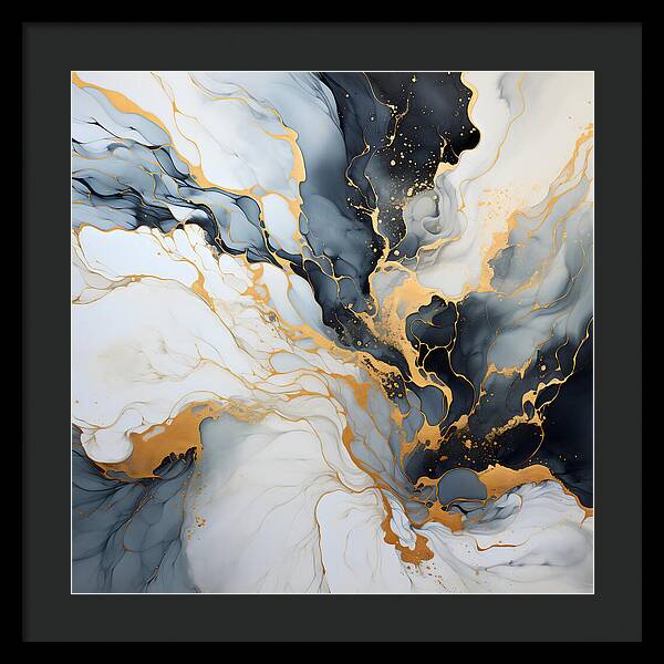 Marbleized Gold Rush - Framed Print