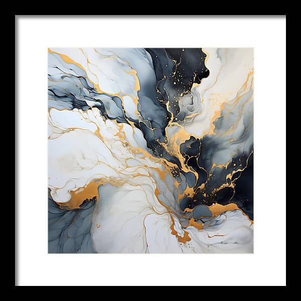 Marbleized Gold Rush - Framed Print