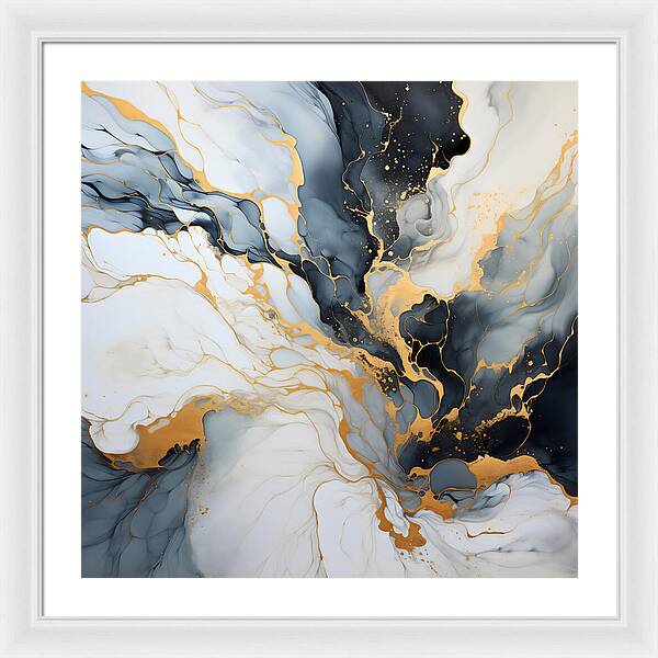 Marbleized Gold Rush - Framed Print