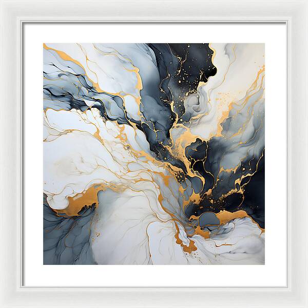 Marbleized Gold Rush - Framed Print