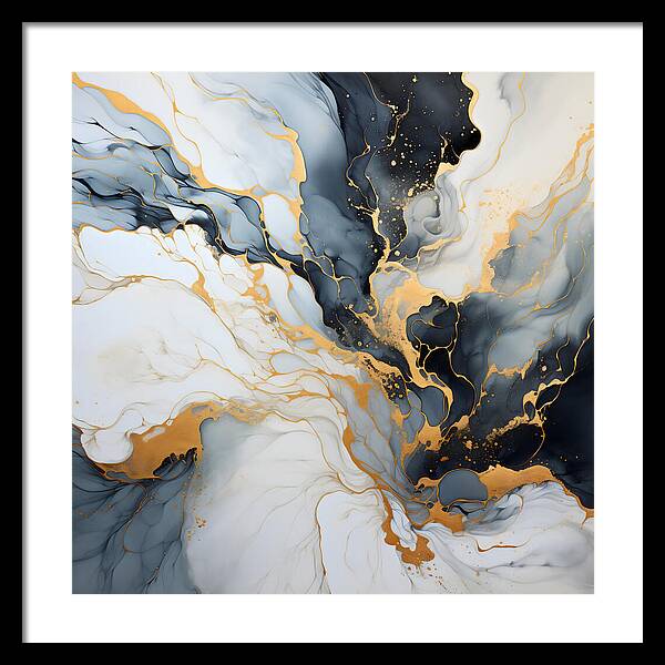 Marbleized Gold Rush - Framed Print