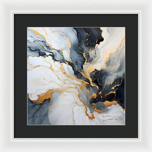 Marbleized Gold Rush - Framed Print