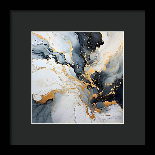 Marbleized Gold Rush - Framed Print