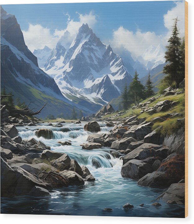 Mountain Stream - Wood Print