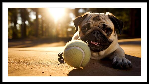 Playful Pugshine - Framed Print
