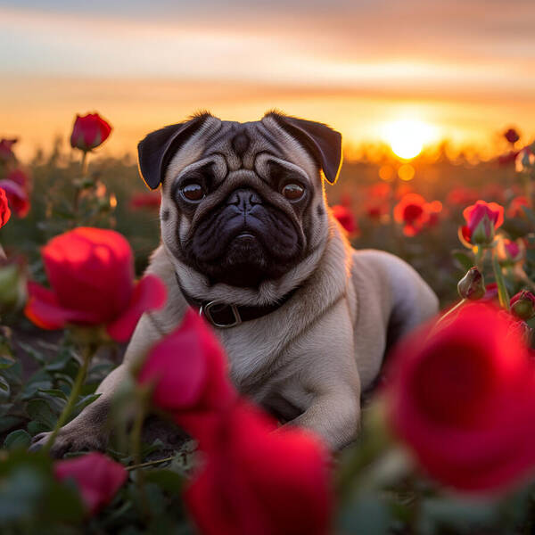 Pug Petals - Art Print