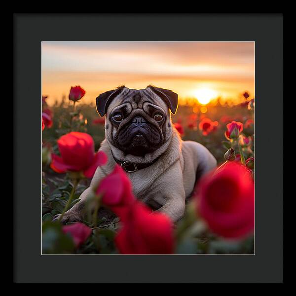 Pug Petals - Framed Print