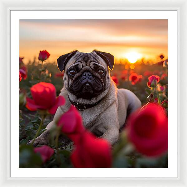 Pug Petals - Framed Print