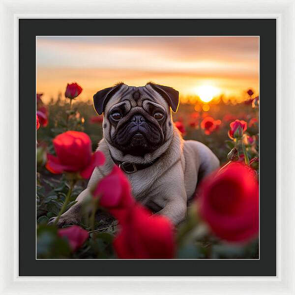 Pug Petals - Framed Print