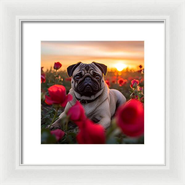 Pug Petals - Framed Print