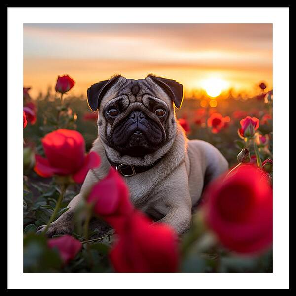 Pug Petals - Framed Print