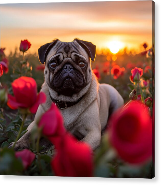 Pug Petals - Acrylic Print