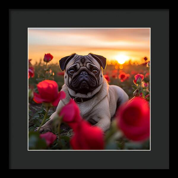 Pug Petals - Framed Print