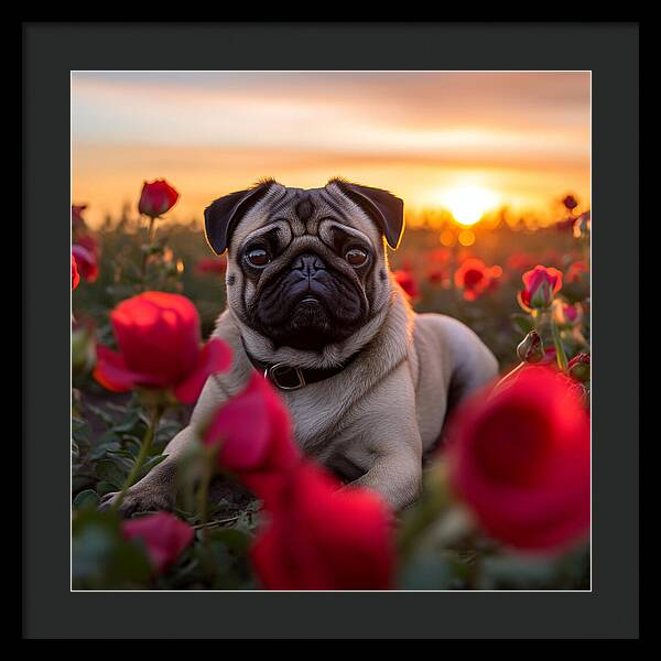 Pug Petals - Framed Print