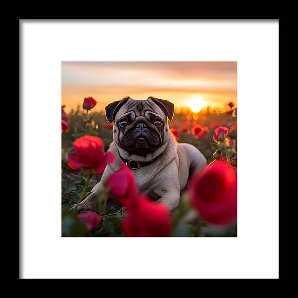 Pug Petals - Framed Print