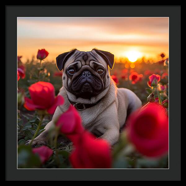 Pug Petals - Framed Print