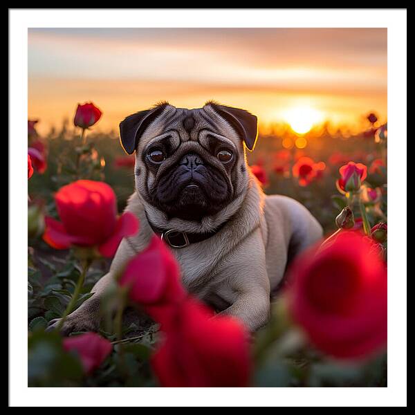 Pug Petals - Framed Print