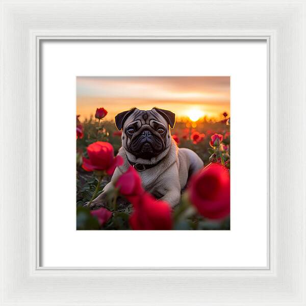Pug Petals - Framed Print