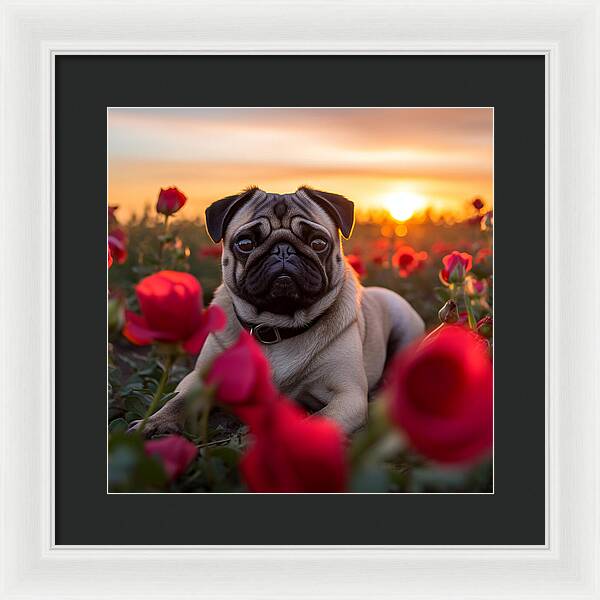 Pug Petals - Framed Print