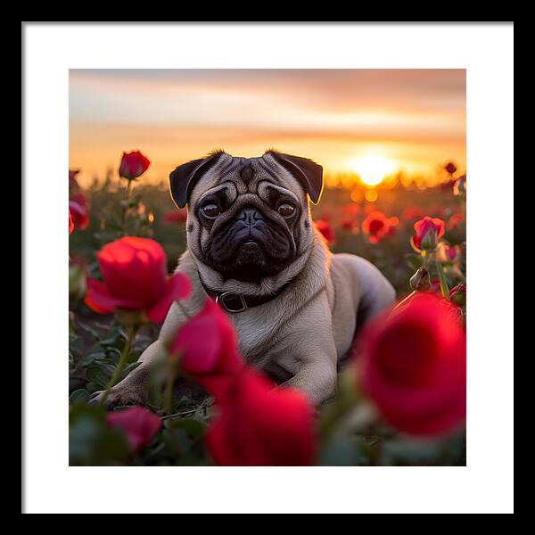 Pug Petals - Framed Print