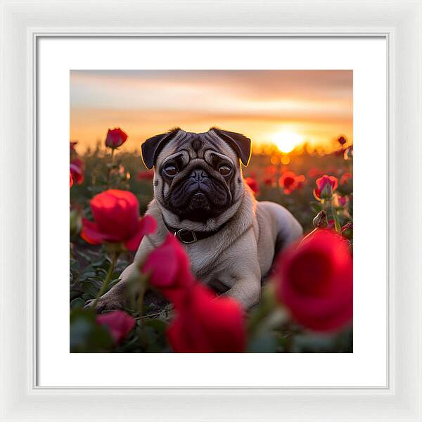 Pug Petals - Framed Print