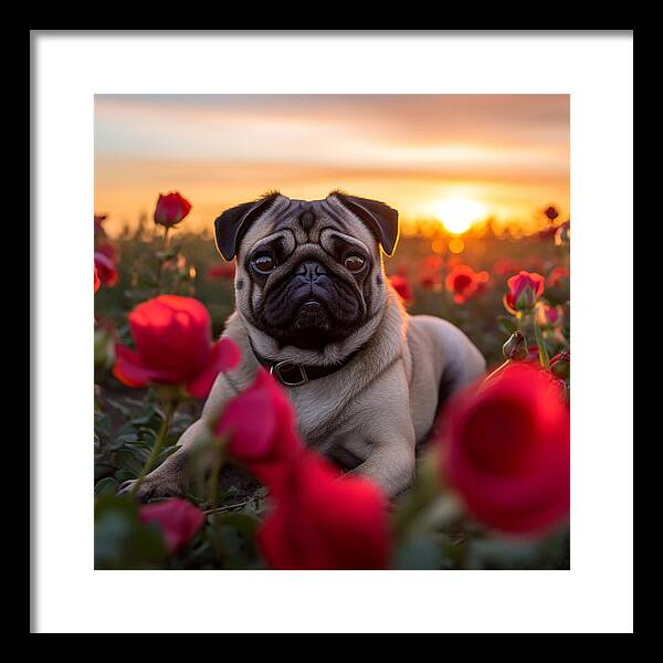 Pug Petals - Framed Print