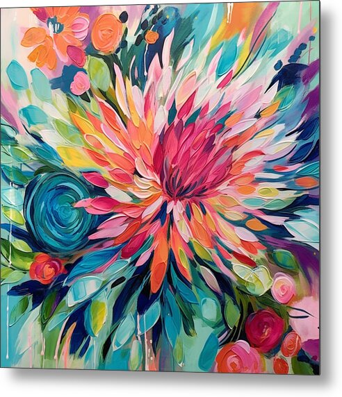 Radiant Floral Rhapsody - Metal Print