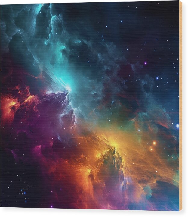 Space Mountains - Wood Print